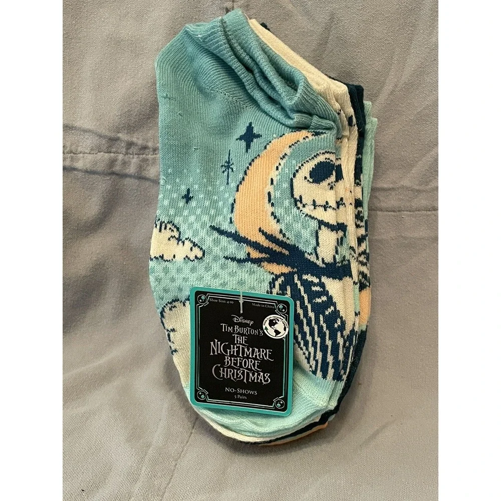 NEW Disney The Nightmare Before Christmas‎ Ladies 5 Pair No Show Socks Size 4-10